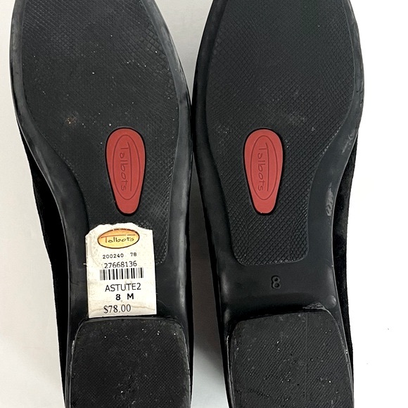 Talbot's Vintage Black Suede Ballet Flats Front Accent Flower Women’s Size 8 - Picture 9 of 11